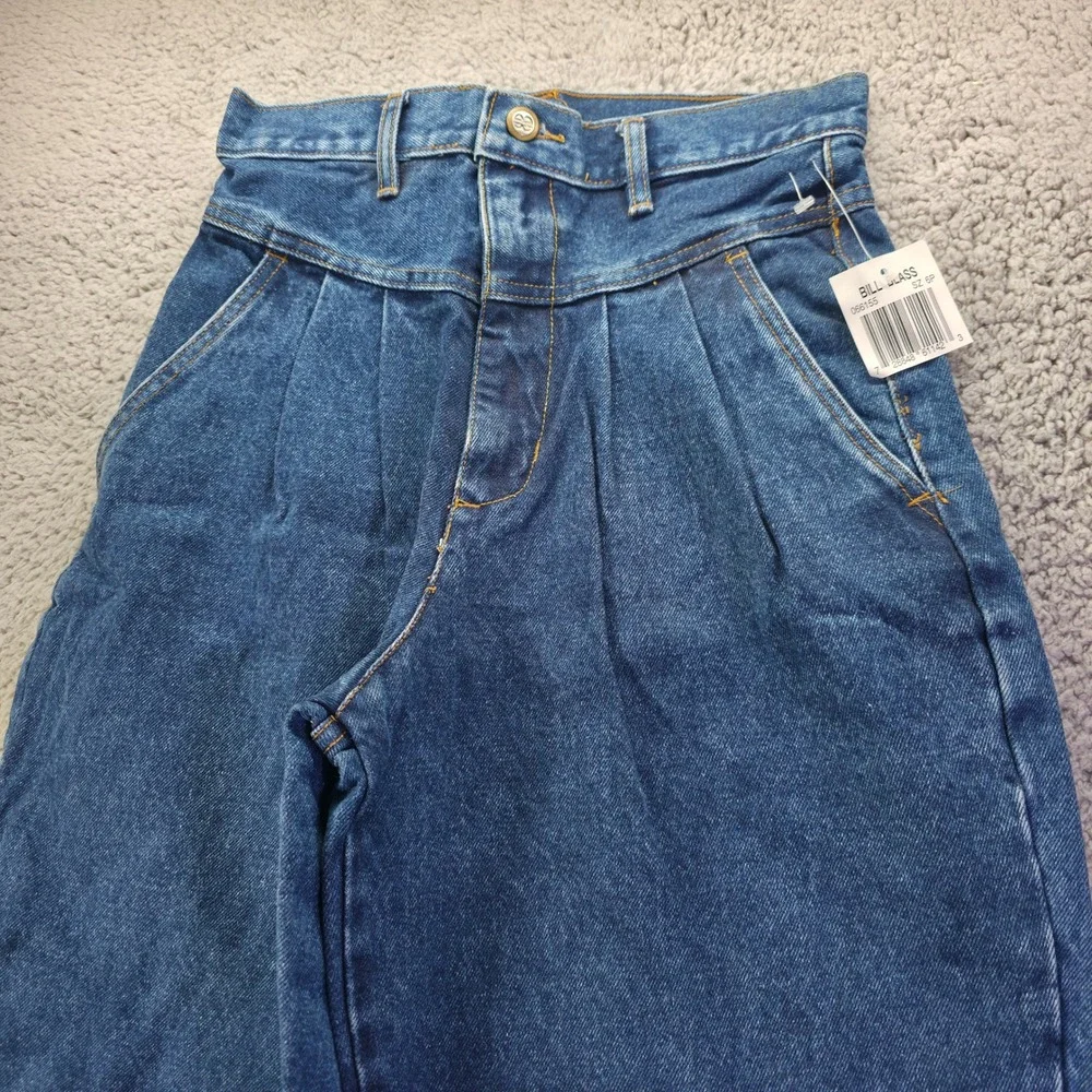 Bill Blass Petites Vintage High Waisted Pleated Tapered Jeans Blue 6P NWT
